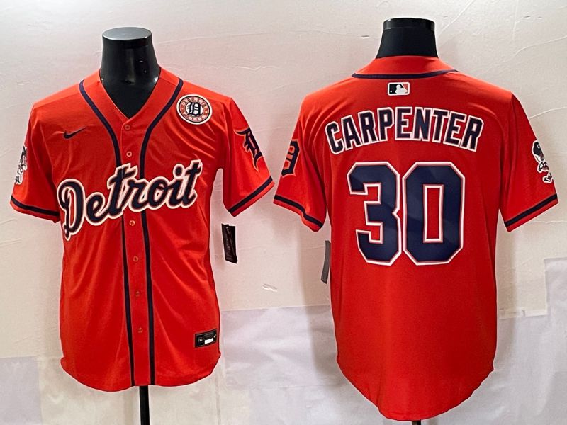 Men 2025 Detroit Tigers #30 Carpenter Orange Fashion Nike MLB Jersey style 7156